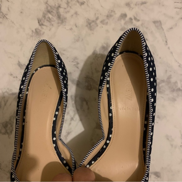 J. Crew Colette Navy & White Polka Dot Canvas Pointy Toe D’orsay Heels 6.5 - Picture 7 of 9